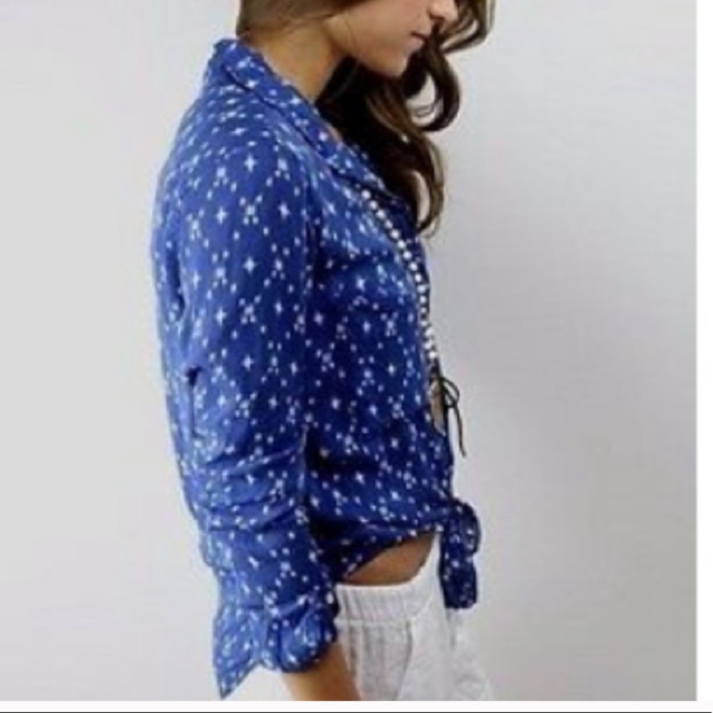 Cloth & Stone Blue Patterned Buttondown Shirt - Picture 3 of 5